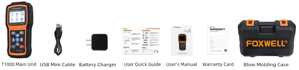Foxwell T1000 TPMS Service Tool Package List