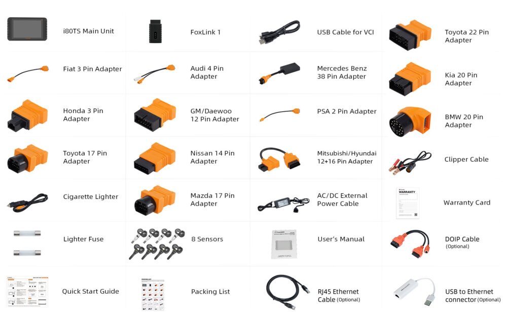 Foxwell i80TS Full System Diagnostic Tool Package list